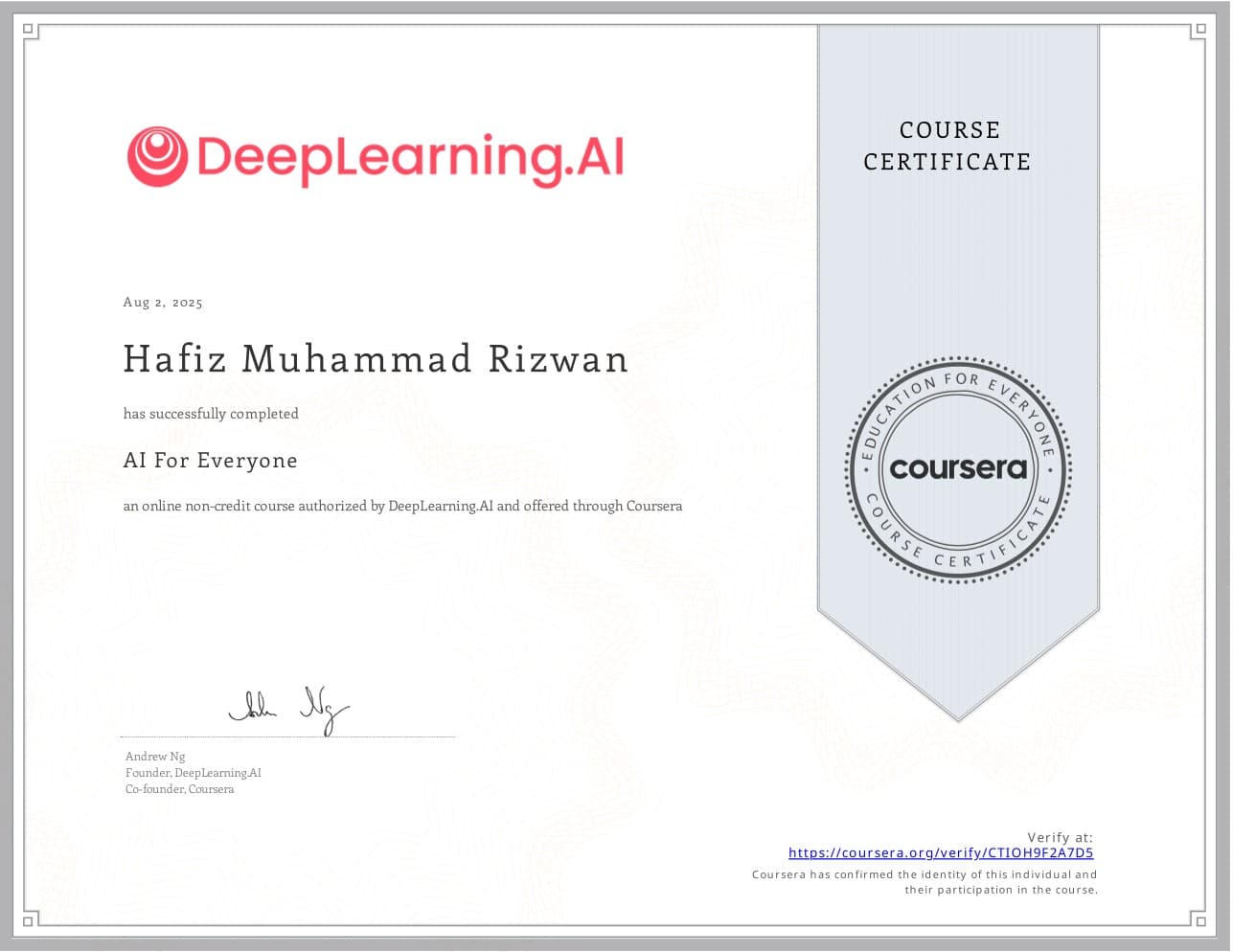 Python for Data Science, AI & Development certificate — Coursera