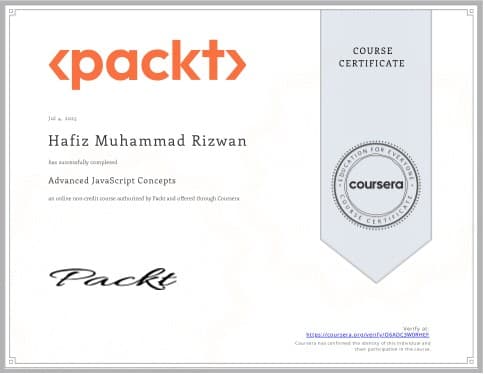 Java Script certificate — Coursera